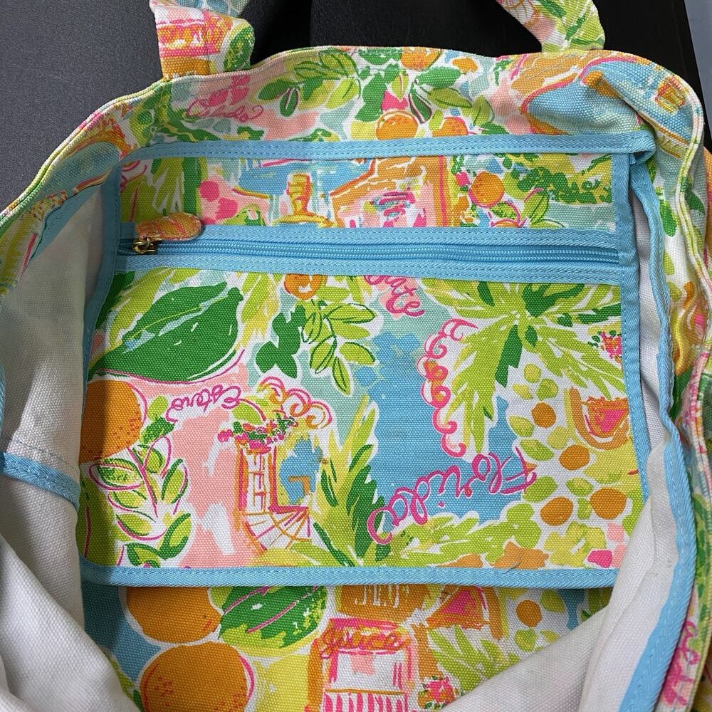Lilly Pulitzer Sunshine State Palm Beach Tote Canvas Key Largo Large Bag Florida - Picture 4 of 11